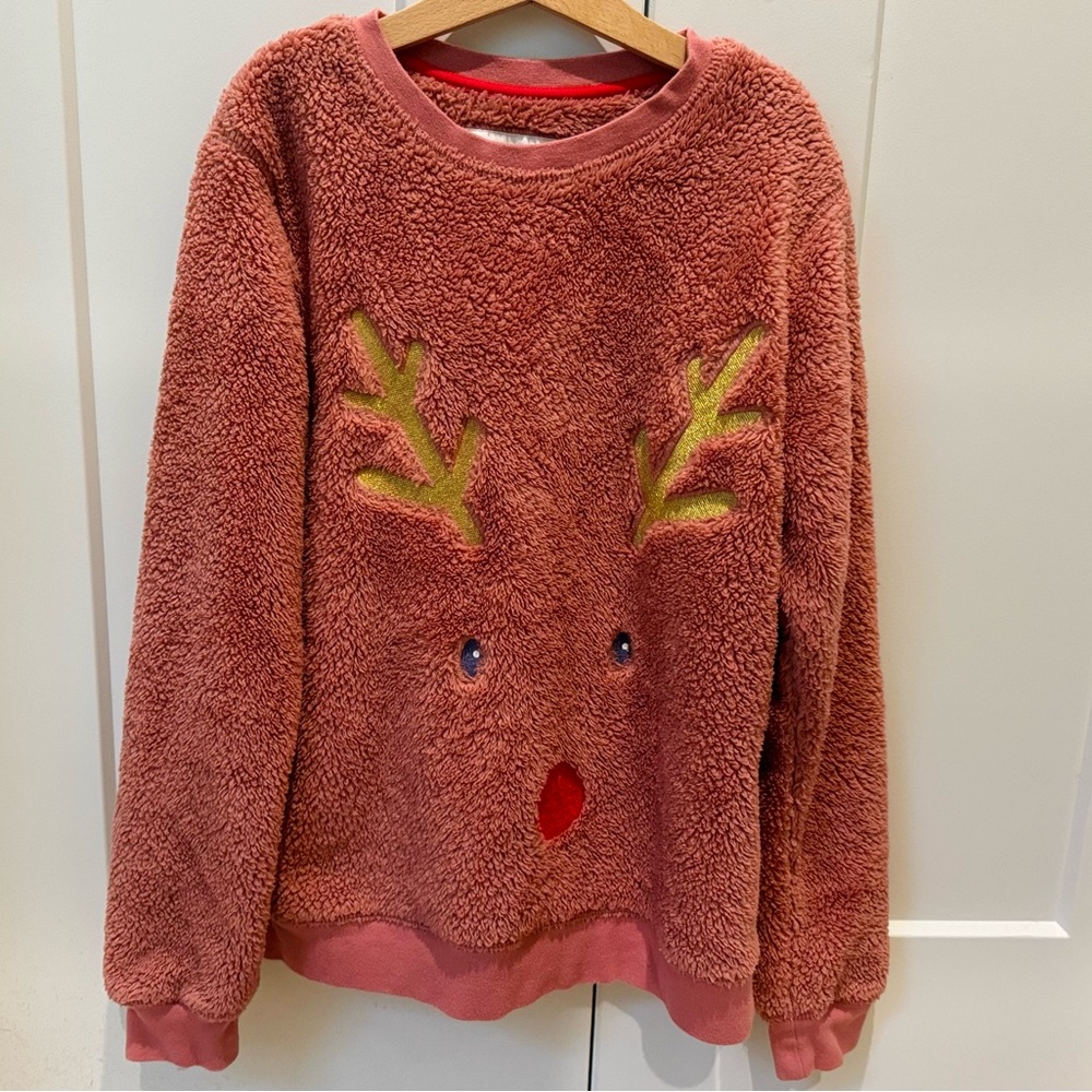 Mini Boden Reindeer Fleece Applique Sweatshirt 11-12Y